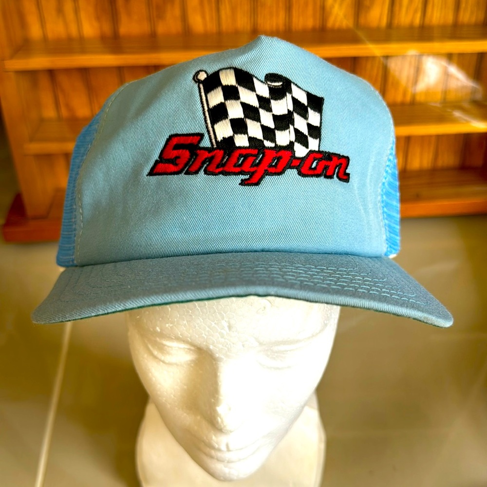 Vintage Authentic Snap-On Tools Trucker Hat Baseball Cap Baby Blue